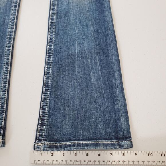 Miss Me Jeans Womens 26 x34 Blue Mid Rise Bootcut Embellished Flap Pockets Rodeo - Picture 6 of 13